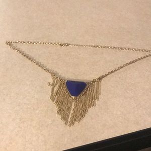 Long blue and gold necklace